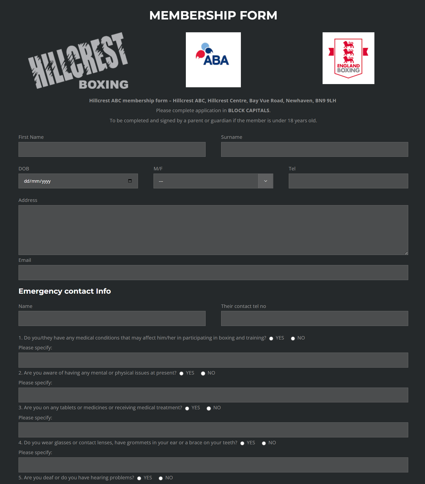membership form